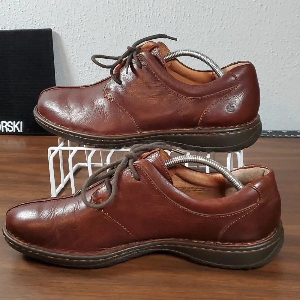 BORN H11806 Mens Ridgeway Cinnamon Brown Leather Oxfords Shoes‎ Size 11½